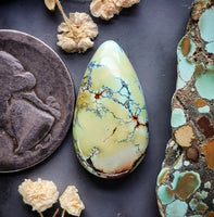 Natural Golden Dragon Turquoise Drop Cabochon