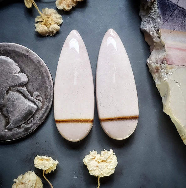 Lilac Mookaite Drop Earring Pair Cabochon