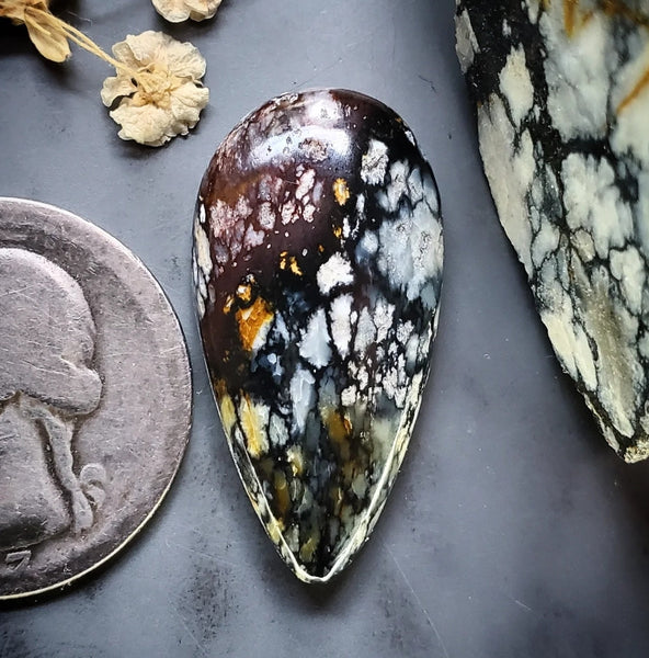Natural Thundercloud Large Drop Cabochon