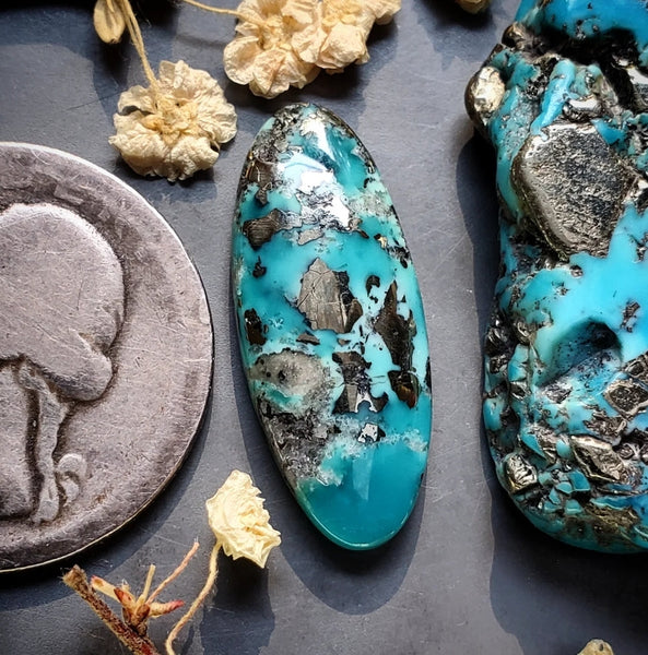 P. Blue Turquoise Oval Cabochon