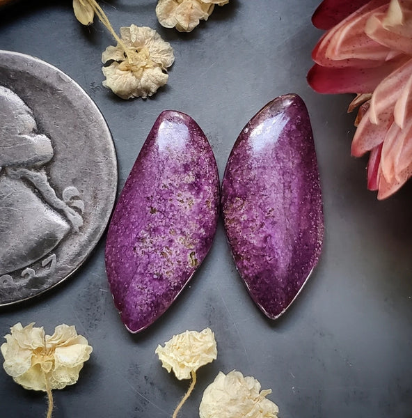 Sugilite Freeform Earring Pair Cabochon