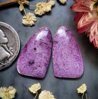 Sugilite Freeform Earring Pair Cabochon