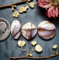 Lilac Brecciated Mookaite Oval Marquise Round Set Cabochon