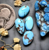 Golden Hills Lavender Turquoise Drop Oval Set Cabochon