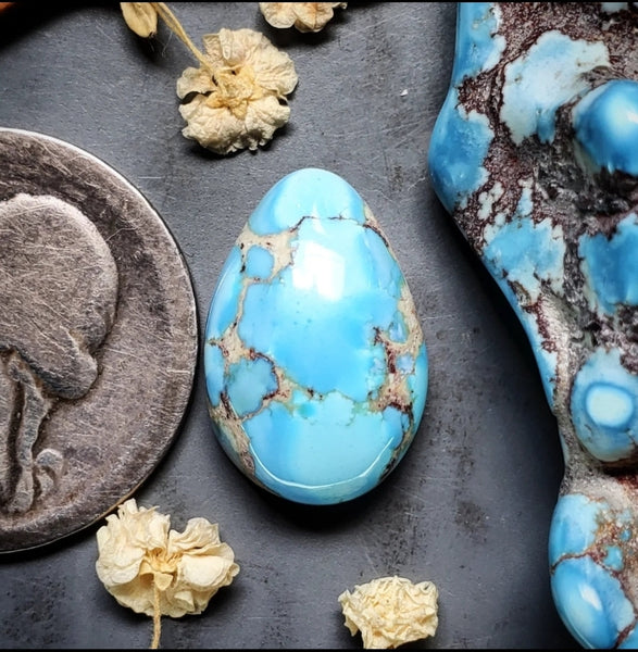 Golden Hills Lavender Turquoise Drop Cabochon