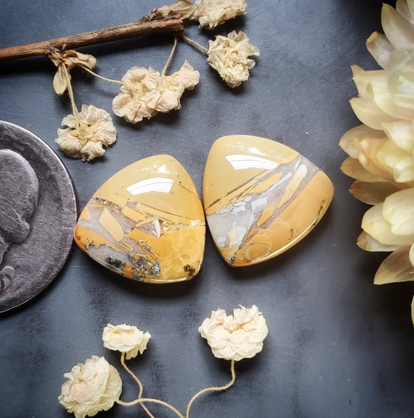 Maligano Jasper Drop Pair Cabochon