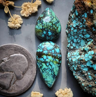 Natural Moon River Turquoise Drop Set Cabochon