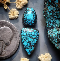 Natural Moon River Turquoise Drop Set Cabochon