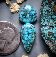 Natural Moon River Turquoise Drop Trillion Set Cabochon