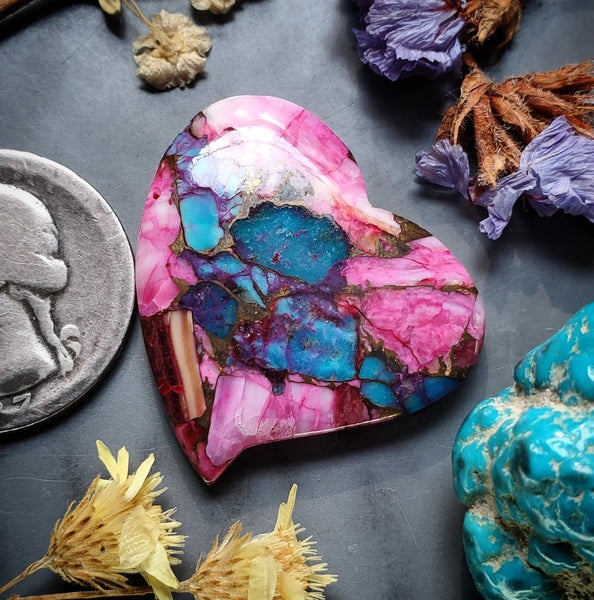 Hand Carved Spiny Oyster Purple Dahlia  Cabochon