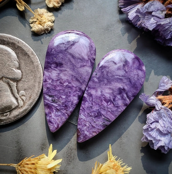 Charoite Drop Pair Cabochon