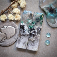 Sugar Water Flower Agate Bar Pair Cabochon