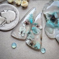 Sugar Water Flower Agate Freeform Pair Cabochon