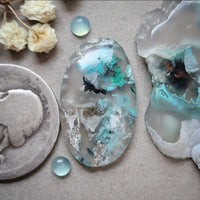 Sugar Water Flower Agate Oval w/ Druzy Cabochon