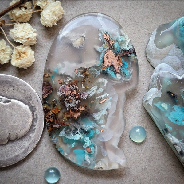 Sugar Water Flower Agate Natural Freeform Cabochon