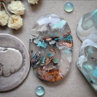Sugar Water Flower Agate Oval W/ Copper Cabochon