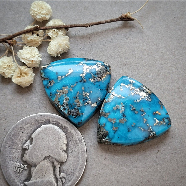 P. Blue Trillion Pair Cabochon