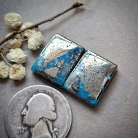 P. Blue Cushion Pair Cabochon