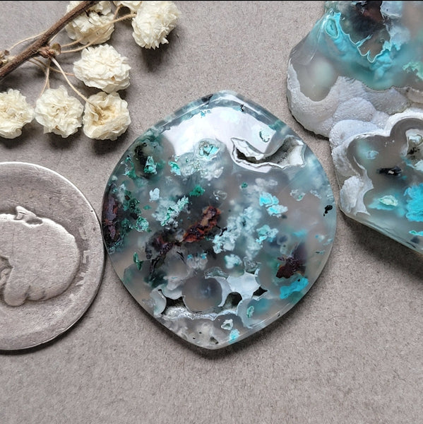 Sugarwater Flower Agate Freeform Cabochon