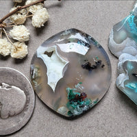 Sugarwater Flower Agate Freeform w/ Druzy Cabochon