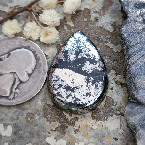 Native Silver Teardrop Cabochon