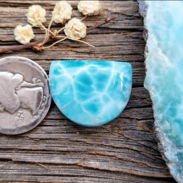 Larimar Half Moon  Cabochon