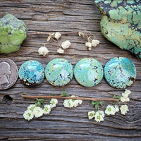 Natural Bamboo Mountain Turquoise Round Set Cabochon