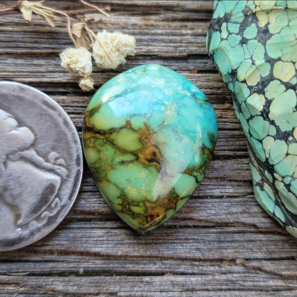 Natural Bamboo Mountain Turquoise Drop Cabochon