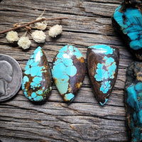 Natural Moon River Turquoise Drop Set Cabochon
