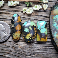 Natural Bamboo Mountain Turquoise Set Cabochon