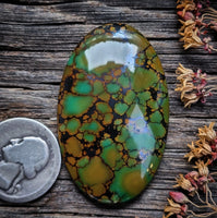 Qingu Spiderweb Turquoise Large Oval Cabochon