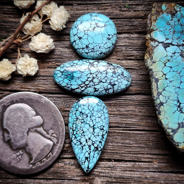 Hubei Natural Turquoise Multi Stone Set Cabochon