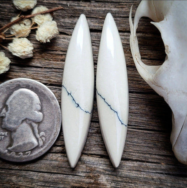 Ivory Creek Variscite Long Skinny Marquise Pair Cabochon