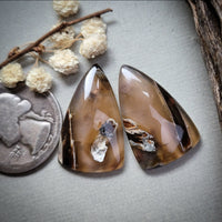 Turkish Stick Agate Shield Pair Cabochon