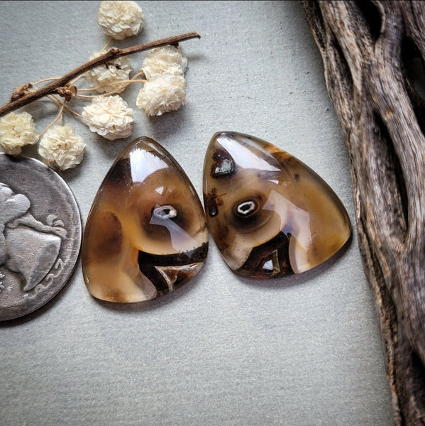 Turkish Stick Agate Freeform Pair Cabochon