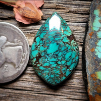 Qingu Spiderweb Turquoise  Drop Cabochon