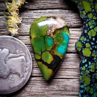 Qingu Spiderweb Turquoise Teardrop Cabochon