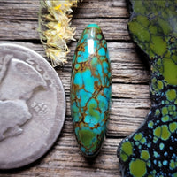Qingu Spiderweb Turquoise Skinny Oval Cabochon