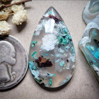 Sugar Water Flower Agate Drop Cabochon