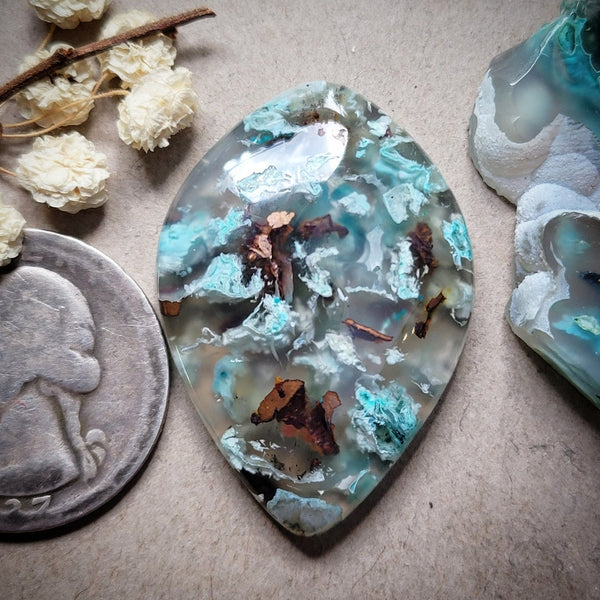 Sugar Water Flower Agate Freeform Cabochon