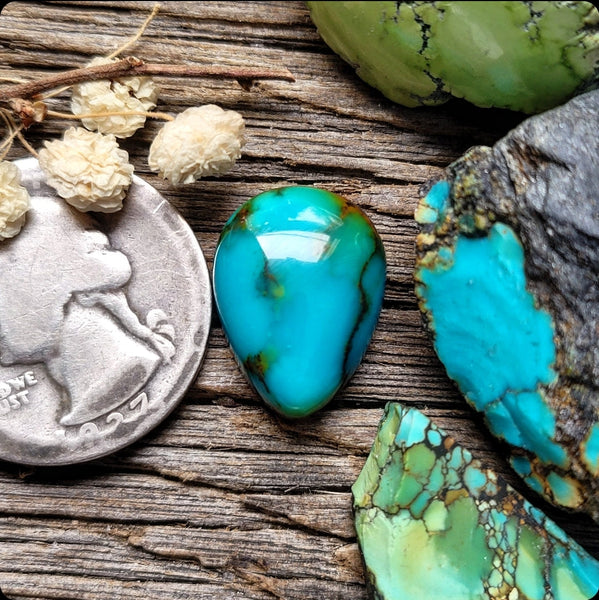 Moon River Polychrome Turquoise Tear Drop Cabochon