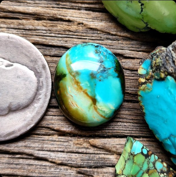 Moon River Polychrome Turquoise Oval Cabochon
