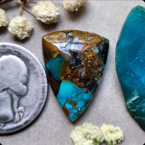 Bacan Chrysocolla Chalcedony Drop Cabochon