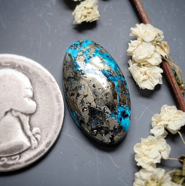P Blue  Turquoise Oval Cabochon