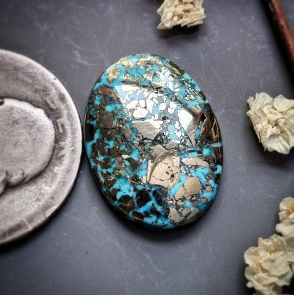 P Blue  Turquoise Oval Cabochon