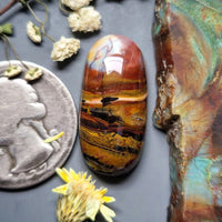 Red Java Petrified OpalWood Bar Cabochon