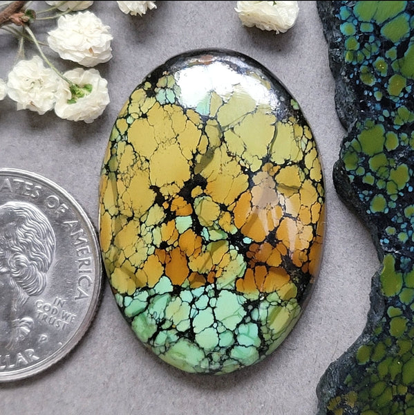 Harlequin Turquoise Large Oval Cabochon