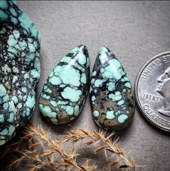Angel Wing Variscite Teardop Set Cabochon