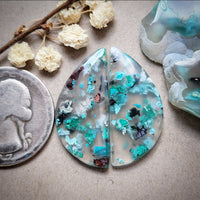 Sugar Water Flower Agate Freeform Pair Cabochon