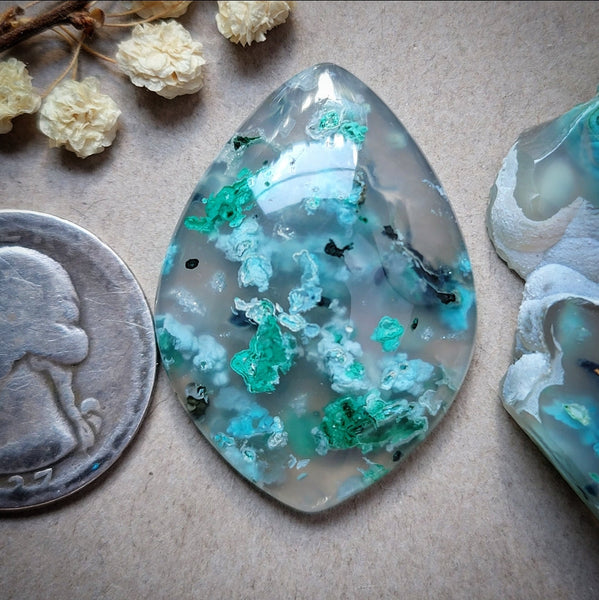 Sugar Water Flower Agate Freeform Cabochon